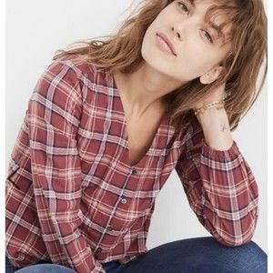 MADEWELL Burgundy Plaid Long Sleeve Shirt
